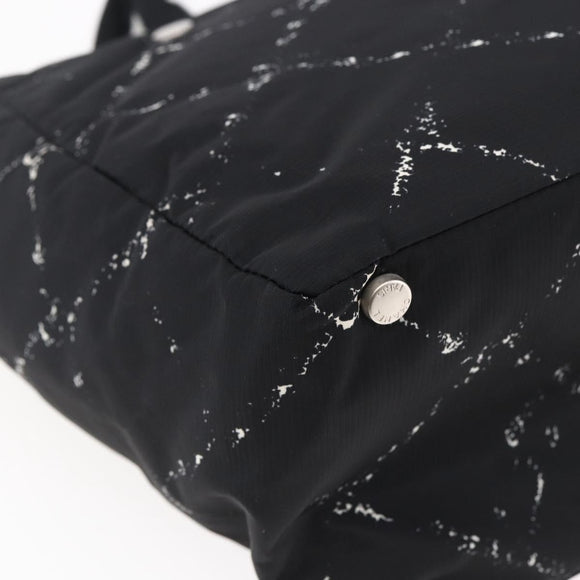 CHANEL Travel line Tote Bag Nylon Black White CC Auth 145777