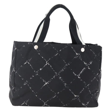 CHANEL Travel line Tote Bag Nylon Black White CC Auth 145777 - 0