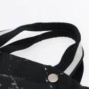 CHANEL Travel line Tote Bag Nylon Black White CC Auth 145777-8
