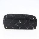 CHANEL Travel line Tote Bag Nylon Black White CC Auth 145777-5