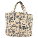 CHANEL Bysy line Draagtas Canvas Wit CC Auth 145779-1