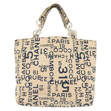 CHANEL Bysy line Tote Bag Canvas White CC Auth 145779 - 0