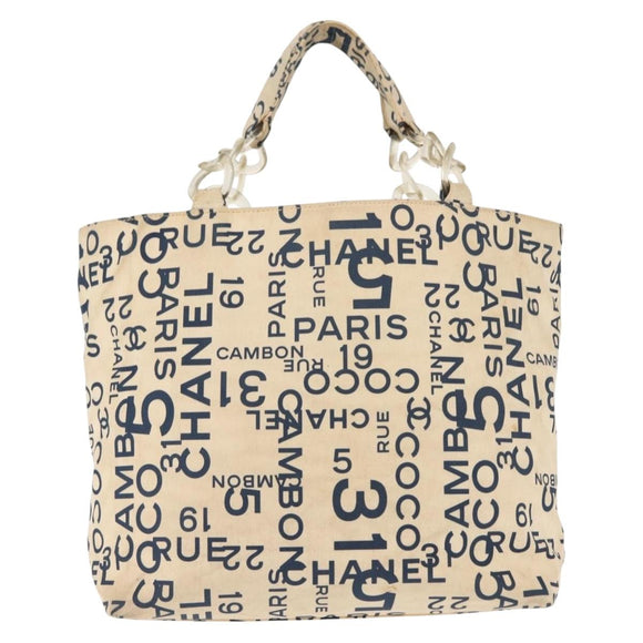 CHANEL Bysy line Draagtas Canvas Wit CC Auth 145779