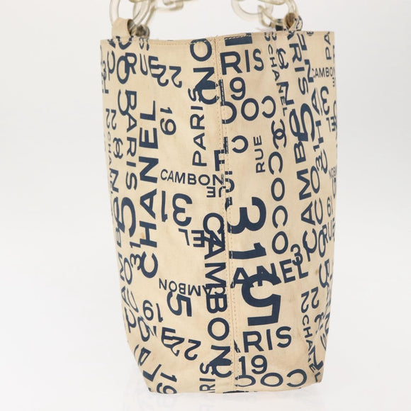 CHANEL Bysy line Draagtas Canvas Wit CC Auth 145779