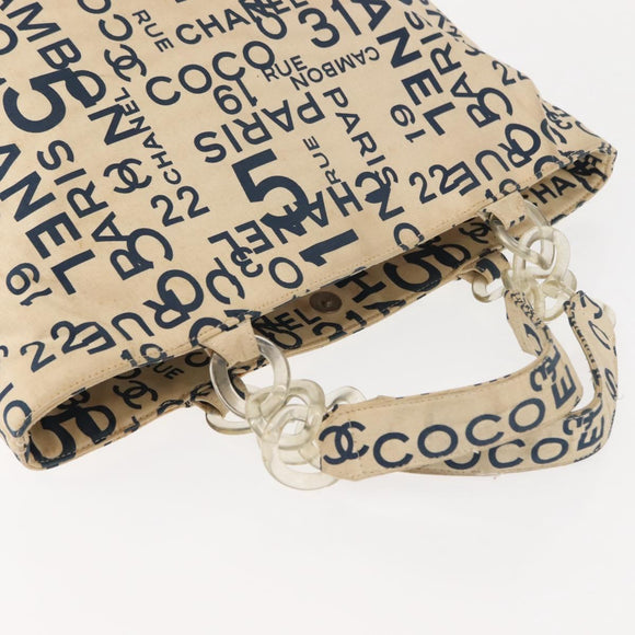 CHANEL Bysy line Draagtas Canvas Wit CC Auth 145779