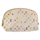 LOUIS VUITTON Multicolor Pochette Cosmetic PM Pouch White M47354 LV Auth 145783-1