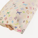 LOUIS VUITTON Multicolor Pochette Cosmetic PM Pouch White M47354 LV Auth 145783-10