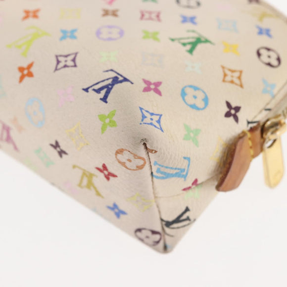 LOUIS VUITTON Multicolor Pochette Cosmetic PM Pouch White M47354 LV Auth 145783