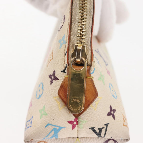 LOUIS VUITTON Multicolor Pochette Cosmetic PM Pouch White M47354 LV Auth 145783