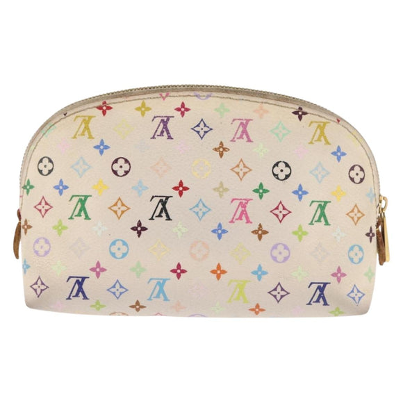 LOUIS VUITTON Multicolor Pochette Cosmetic PM Pouch White M47354 LV Auth 145783