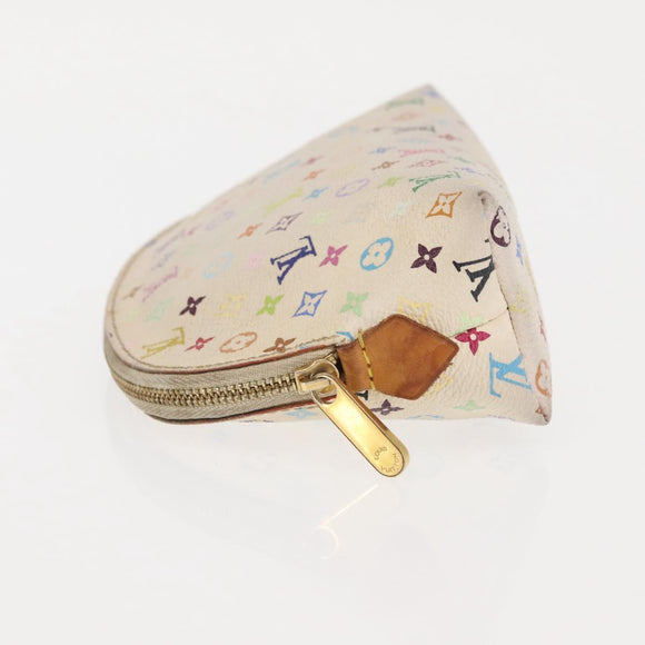 LOUIS VUITTON Multicolor Pochette Cosmetic PM Pouch White M47354 LV Auth 145783