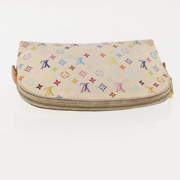 LOUIS VUITTON Multicolor Pochette Cosmetic PM Pouch White M47354 LV Auth 145783