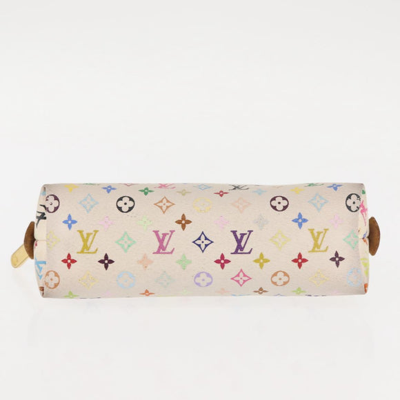 LOUIS VUITTON Multicolor Pochette Cosmetic PM Pouch White M47354 LV Auth 145783