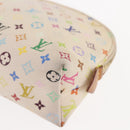 LOUIS VUITTON Multicolor Pochette Cosmetic PM Pouch White M47354 LV Auth 145783-9
