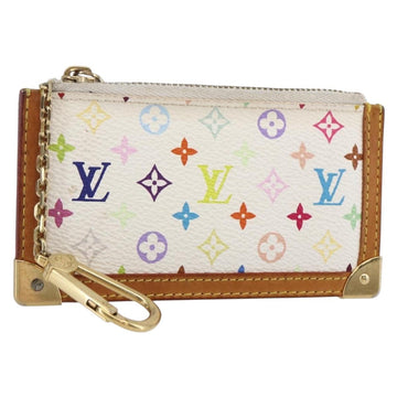 LOUIS VUITTON Multicolor Pochette Cles Coin Purse White M92655 LV Auth 145789
