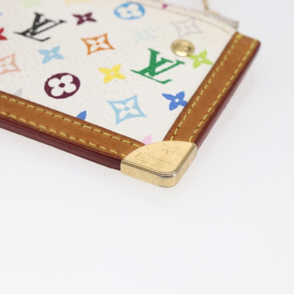 LOUIS VUITTON Multicolor Pochette Cles Coin Purse White M92655 LV Auth 145789
