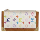 LOUIS VUITTON Multicolor Pochette Cles Coin Purse White M92655 LV Auth 145789-13