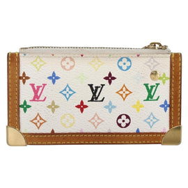 LOUIS VUITTON Multicolor Pochette Cles Coin Purse White M92655 LV Auth 145789 - 0