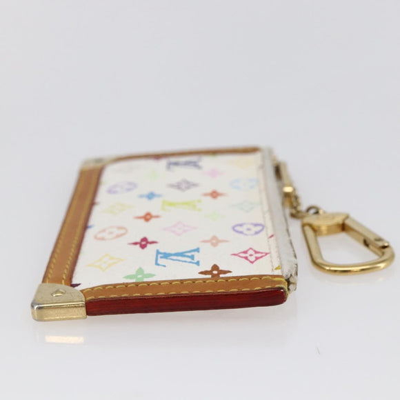 LOUIS VUITTON Multicolor Pochette Cles Coin Purse White M92655 LV Auth 145789