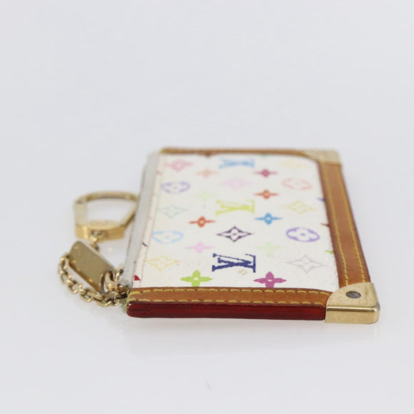 LOUIS VUITTON Multicolor Pochette Cles Coin Purse White M92655 LV Auth 145789
