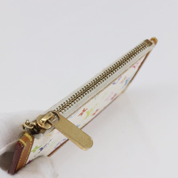 LOUIS VUITTON Multicolor Pochette Cles Coin Purse White M92655 LV Auth 145789