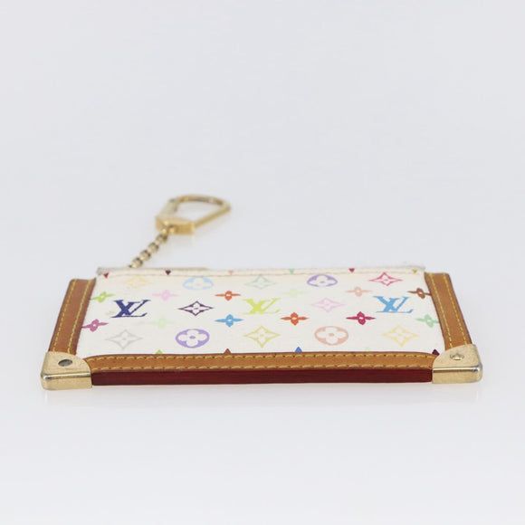LOUIS VUITTON Multicolor Pochette Cles Coin Purse White M92655 LV Auth 145789