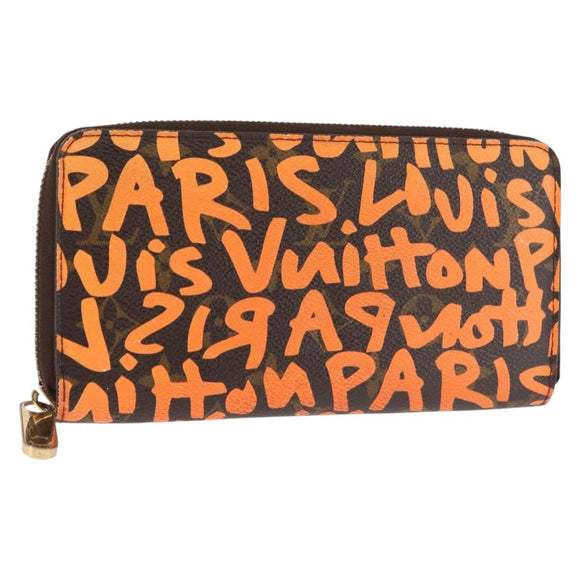 LOUIS VUITTON Monogram Graffiti Zippy Wallet Long Orange M93711 LV Auth 145791