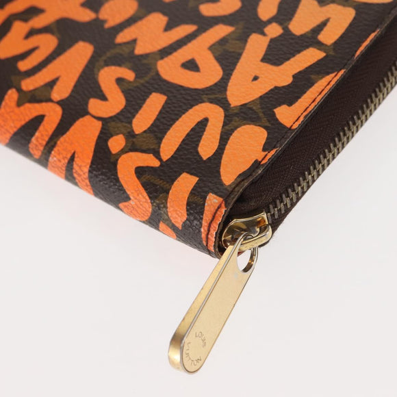 LOUIS VUITTON Monogram Graffiti Zippy Wallet Long Orange M93711 LV Auth 145791