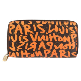 LOUIS VUITTON Monogram Graffiti Zippy Wallet Long Orange M93711 LV Auth 145791 - 0
