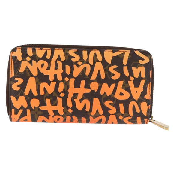 LOUIS VUITTON Monogram Graffiti Zippy Wallet Long Orange M93711 LV Auth 145791