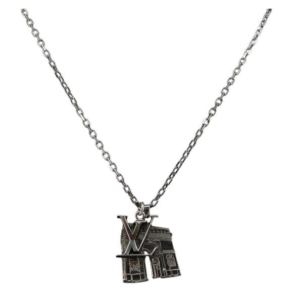 LOUIS VUITTON Collier Arc LV Printed Initials City Necklace M68262 Auth 145795
