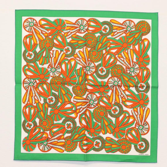 HERMES table napkin Place mat Scarf cotton 2Set Blue Green Auth 145800