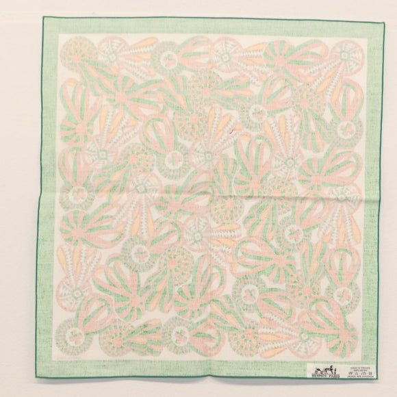 HERMES table napkin Place mat Scarf cotton 2Set Blue Green Auth 145800