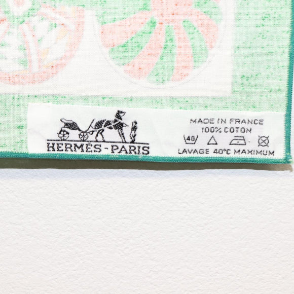 HERMES table napkin Place mat Scarf cotton 2Set Blue Green Auth 145800