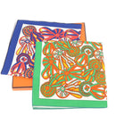 HERMES table napkin Place mat Scarf cotton 2Set Blue Green Auth 145800-8