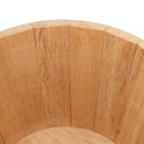 HERMES Bucket Groom Hand Bag Wood Beige Auth 145802V-14