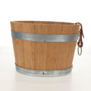 HERMES Bucket Groom Hand Bag Wood Beige Auth 145802V-4