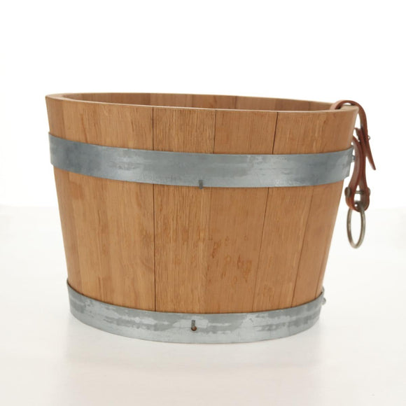 HERMES Bucket Groom Hand Bag Wood Beige Auth 145802V