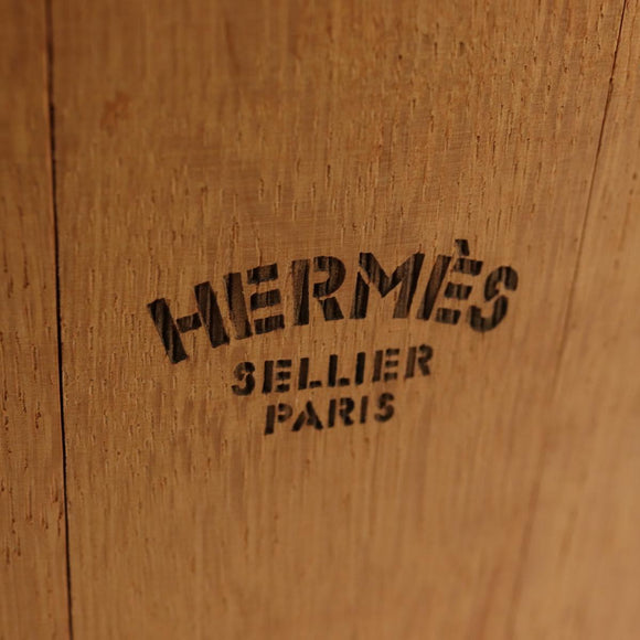 HERMES Bucket Groom Hand Bag Wood Beige Auth 145802V