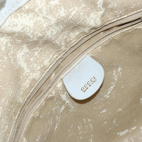 GUCCI Bamboo Hand Bag Leather 2way White Gold 001 3754 1638 Auth 145811