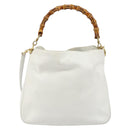 GUCCI Bamboo Hand Bag Leather 2way White Gold 001 3754 1638 Auth 145811-2