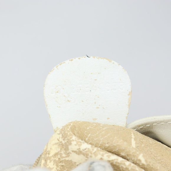 GUCCI Bamboo Hand Bag Leather 2way White Gold 001 3754 1638 Auth 145811