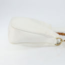 GUCCI Bamboo Hand Bag Leather 2way White Gold 001 3754 1638 Auth 145811-4