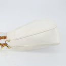 GUCCI Bamboo Hand Bag Leather 2way White Gold 001 3754 1638 Auth 145811-5