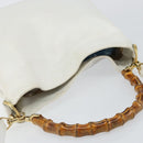 GUCCI Bamboo Hand Bag Leather 2way White Gold 001 3754 1638 Auth 145811-6