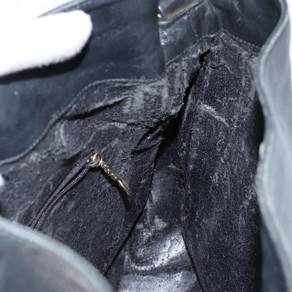 GUCCI Bamboo Hand Bag Leather 2way Black Gold 001 2123 1638 Auth 145812