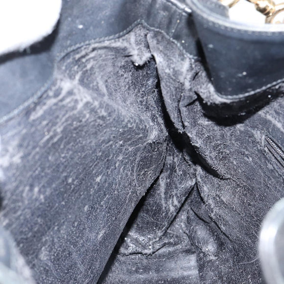 GUCCI Bamboo Hand Bag Leather 2way Black Gold 001 2123 1638 Auth 145812