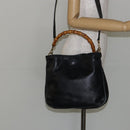 GUCCI Bamboo Hand Bag Leather 2way Black Gold 001 2123 1638 Auth 145812-22