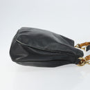 GUCCI Bamboo Hand Bag Leather 2way Black Gold 001 2123 1638 Auth 145812-4