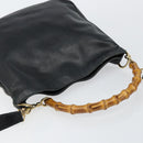 GUCCI Bamboo Hand Bag Leather 2way Black Gold 001 2123 1638 Auth 145812-6